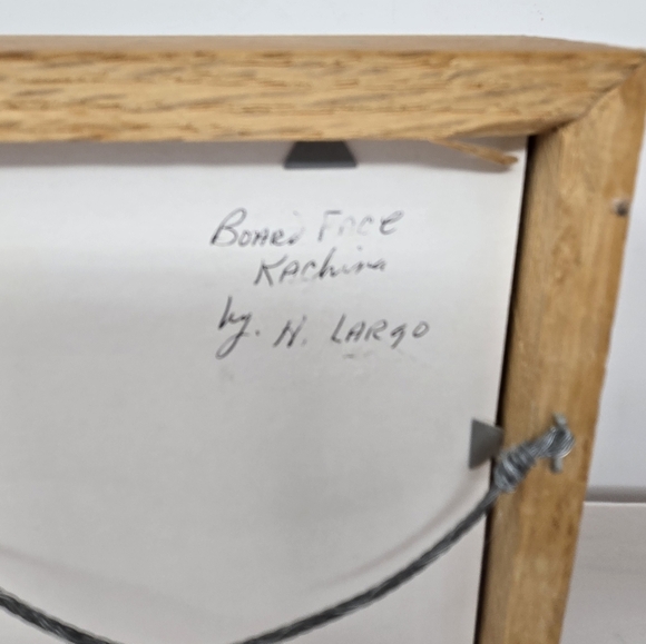 Kachina Doll Board Face By H. Largo Artist Signed In Photo Frame Shadow Oak Box - Picture 9 of 15